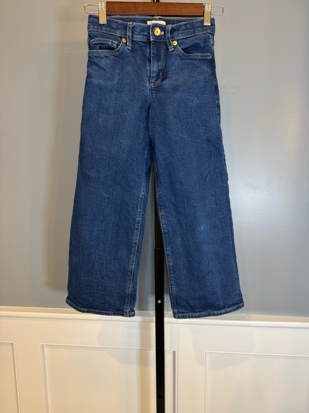 Crewcuts‎ Girls Wide Leg Jeans Size 8 Dark Wash High Rise Denim
